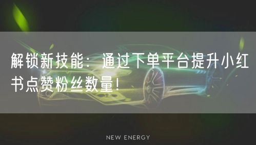 解锁新技能:通过下单平台提升小红书点赞粉丝数量!