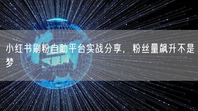 小红书刷粉自助平台实战分享，粉丝量飙升不是梦