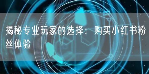 揭秘专业玩家的选择:购买小红书粉丝体验